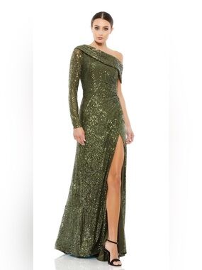 Ieena by Mac Duggal Olive Sequin Gown — Red Carpet Glam Moment